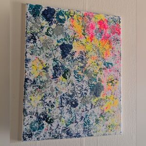 Abstract Floral Texture Canvas - Neon Pink & Yellow Accents
